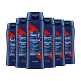 Suave Men Energizing Sport bottle pour for quick, refreshing cleanse after workouts.