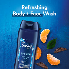 Suave Men Refresh foamy lather ready for daily cleansing.