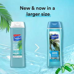 Suave Ocean Breeze bubbles show abundant foaming shower experience.