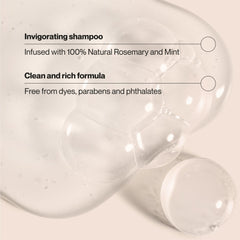 Rosemary and mint leaves illustrate Suave Invigorating Shampoo's natural scent.