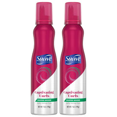 Suave Whipped Mousse bottle with pump delivering easy, curl-friendly styling.