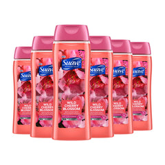 Suave Wild Cherry Blossom bottle with long-lasting aroma for daily showers.