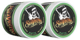 Suavecito Matte Pomade 2-pack bottles shown, offering a shine-free finish for versatile styling.