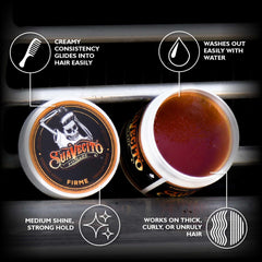 Suavecito Pomade Firme bottle closeup highlighting easy washout capability