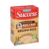 SUCCESS Boil-in-Bag Brown Rice microwaved to fluffy perfection in 10 minutes.