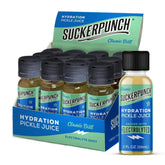 Suckerpunch pickle shot bottle showcases dill flavor for on-the-go hydration.