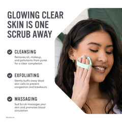 Sud Scrub Charcoal Face Scrubber close-up of soft silicone bristles for gentle exfoliation.