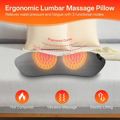 SUDAHIA lumbar pillow side view showing ergonomic curve for spine