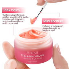SUDAJI Non-sticky sleeping lip mask melts softly on lips.