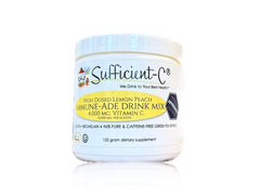 Sufficient-C lemon peach drink bottle for on-the-go hydration and daily vitamin C.