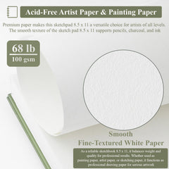 Sufly Sketch Book 8.5x11 spiral lies flat for easy sketching.