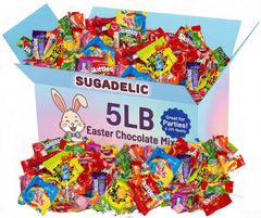 SUGADELIC Easter bulk pack open bag of assorted candies, ideal for quick party prep.