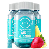 SugarBearPro bottle front showing easy-to-take gummy vitamins for daily hair support