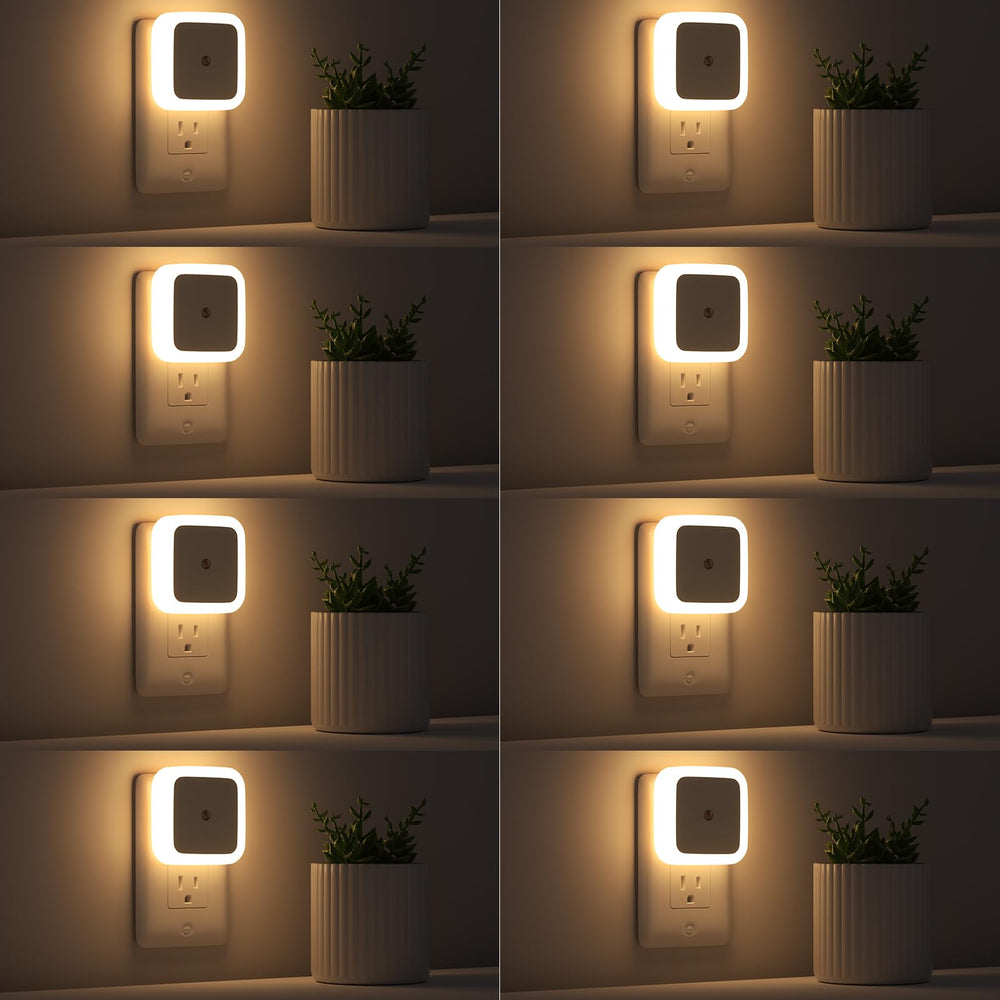 Sujeet Night Light 8-pack plugged into wall outlets for safe hallway illumination.
