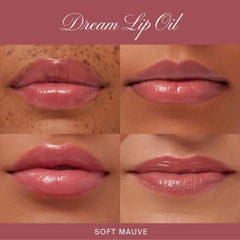 Summer Fridays Dream Lip Oil on lips with soft mauve tint and shine