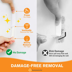 Summerbrite damage-free hanging preserves walls for quick adjustments.