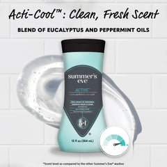 Close-up shows underarm and body freshness from Summer’s Eve Active wash.