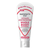 Summer's Eve Blissful Escape bottle pour demonstrates quick-drying, travel-ready deodorant.