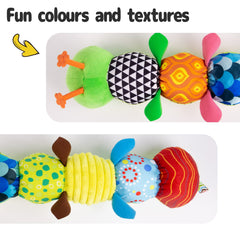 Sumobaby Caterpillar tail rattle provides playful sounds to encourage grabbing
