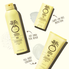 Sun Bum Kids SPF 50 Clear Spray on wet skin for active days.