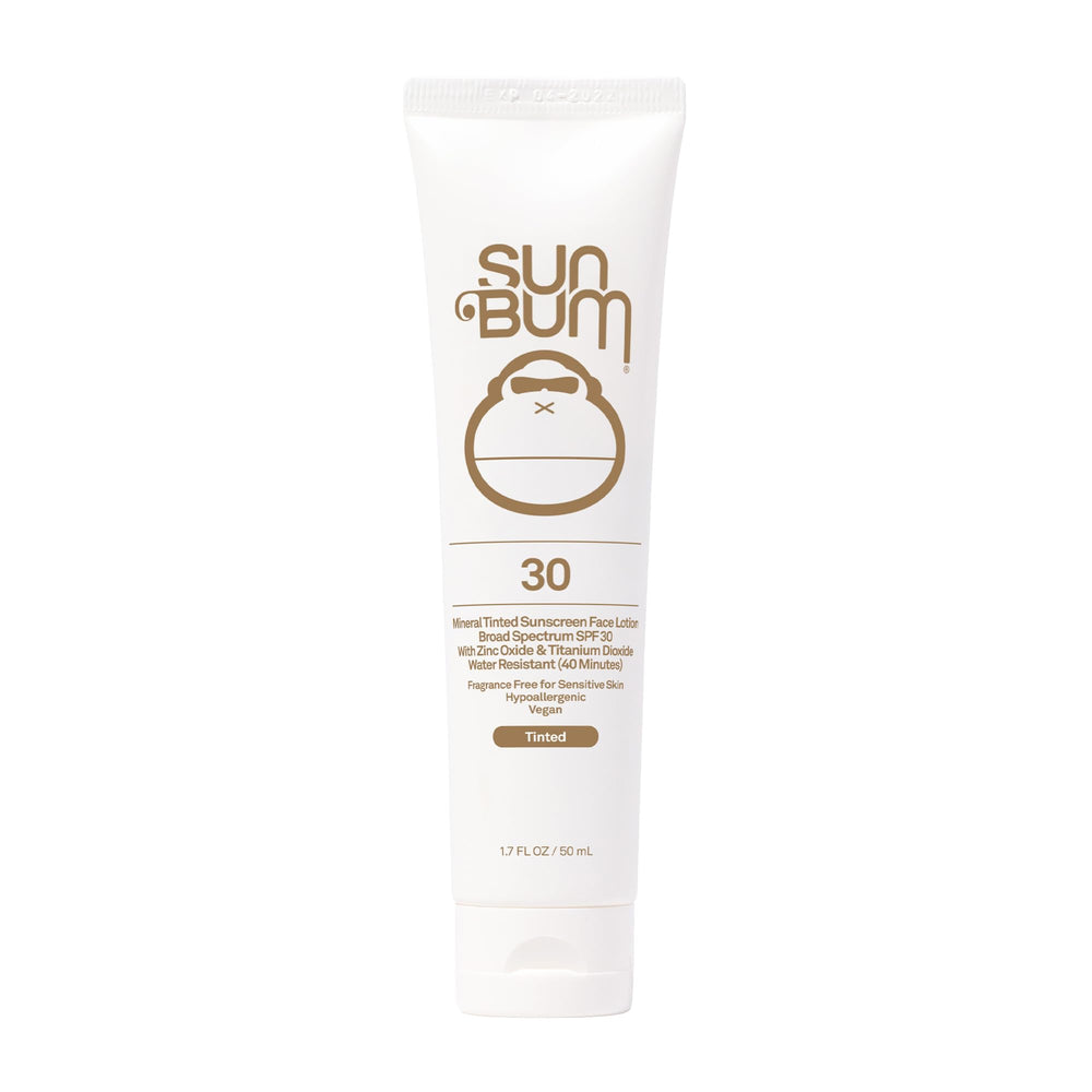 Sun Bum Mineral SPF 30 tinted sunscreen bottle with a matte finish for daily protection.