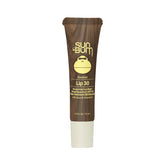Sun Bum SPF 30 lip balm coconut applied on lips for daily protection.