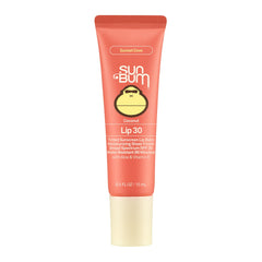 Sun Bum Sunset Cove tinted lip balm with coconut, SPF 30 hydration for sun-kissed lips.