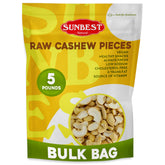SUNBEST NATURAL raw cashews packaging highlights a convenient bulk snack for kitchens and parties.
