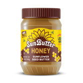 SunButter Honey jar close-up shows creamy texture ideal for spreading and dipping