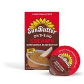 SunButter On-the-go Cups Creamy pack close-up, convenient protein snack.