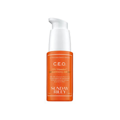 Sunday Riley C.E.O. serum bottle shows brightening vitamin C for radiant skin