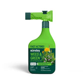 SUNDAY Weed & Green spray attached to hose-end nozzle for quick lawn treatment