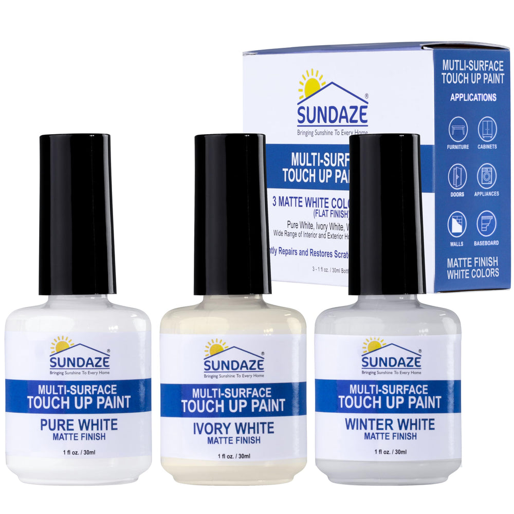 Sundaze touch-up kit color swatch showing Pure White, Ivory White, Winter White for precise match.
