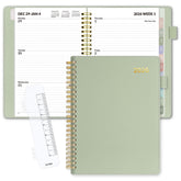 SUNEE 2026 planner cover in sage green with durable vegan leather for durability and style.