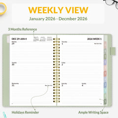 SUNEE monthly spread with holidays and Julian dates aids long-term planning.