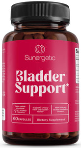 Sunergetic Premium Bladder Support bottle with capsules for daily urinary health.