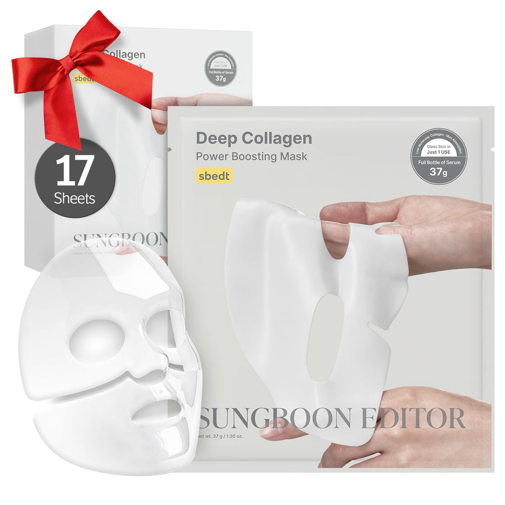 SUNGBOON EDITOR collagen mask packaging emphasizes premium hydration.