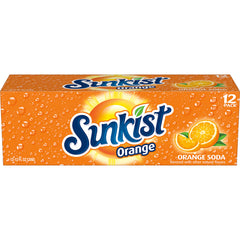 12-pack display of Sunkist Orange Soda for family gatherings