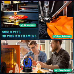 SUNLU PETG filament gloss-finish: vibrant, glossy surfaces with light transmission.