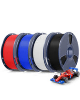 SUNLU PLA Plus 2.0 4-spool bundle in black white blue red for high speed printing