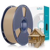 SUNLU PLA Plus wood filament on a neatly wound spool, ready for reliable 3D printing.