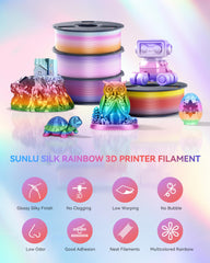 Gradient color changes every 8 meters create dynamic prints with SUNLU Silk Rainbow.