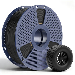 SUNLU TPU filament on a black 1.75mm spool showing flexible, durable prints.