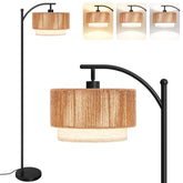 SUNMORY arc floor lamp with 12W LED bulb illuminates a cozy reading corner.