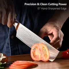 Sunnecko Nakiri 7-inch knife with ergonomic pakkawood handle for comfort