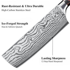 Sunnecko Nakiri knife made of high-carbon stainless steel for durability
