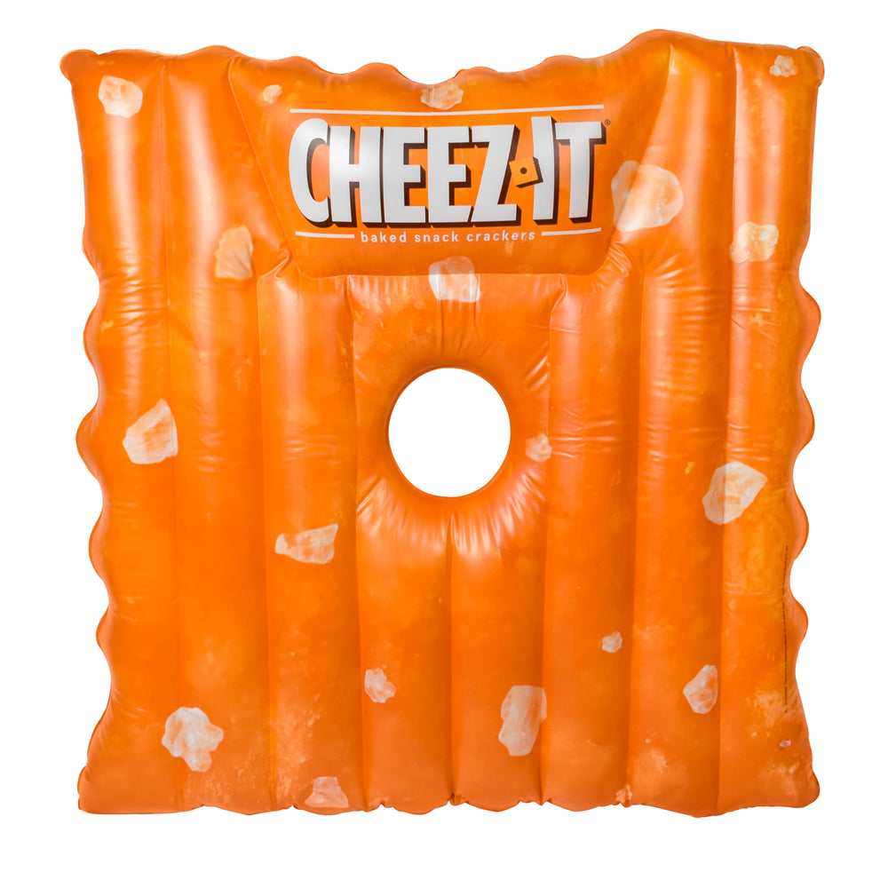 Sunny Days Giant Cheez-It Pool Float overview, bold snack-themed design for standout pool photos.
