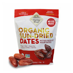 Sunny Fruit dried Deglet Nour dates bulk bag in natural light for everyday snacking.