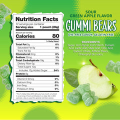 Sunny Island Green Apple Gummi Bears individually wrapped for snacking