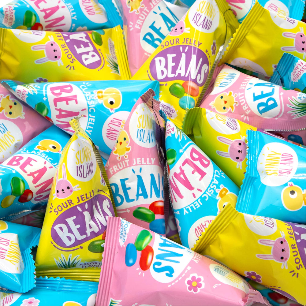 Sunny Island Jelly Beans triangle packs brighten Easter egg hunts and easy sharing.